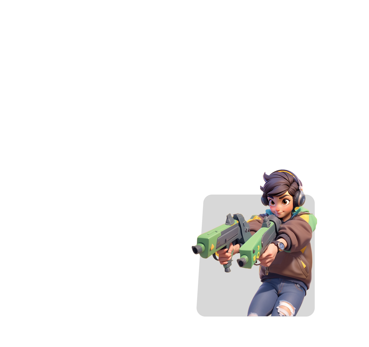 Welcome to FunPlus, It Starts With You — Tiles Survive icon: a young woman with headphones aiming two green submachine guns.